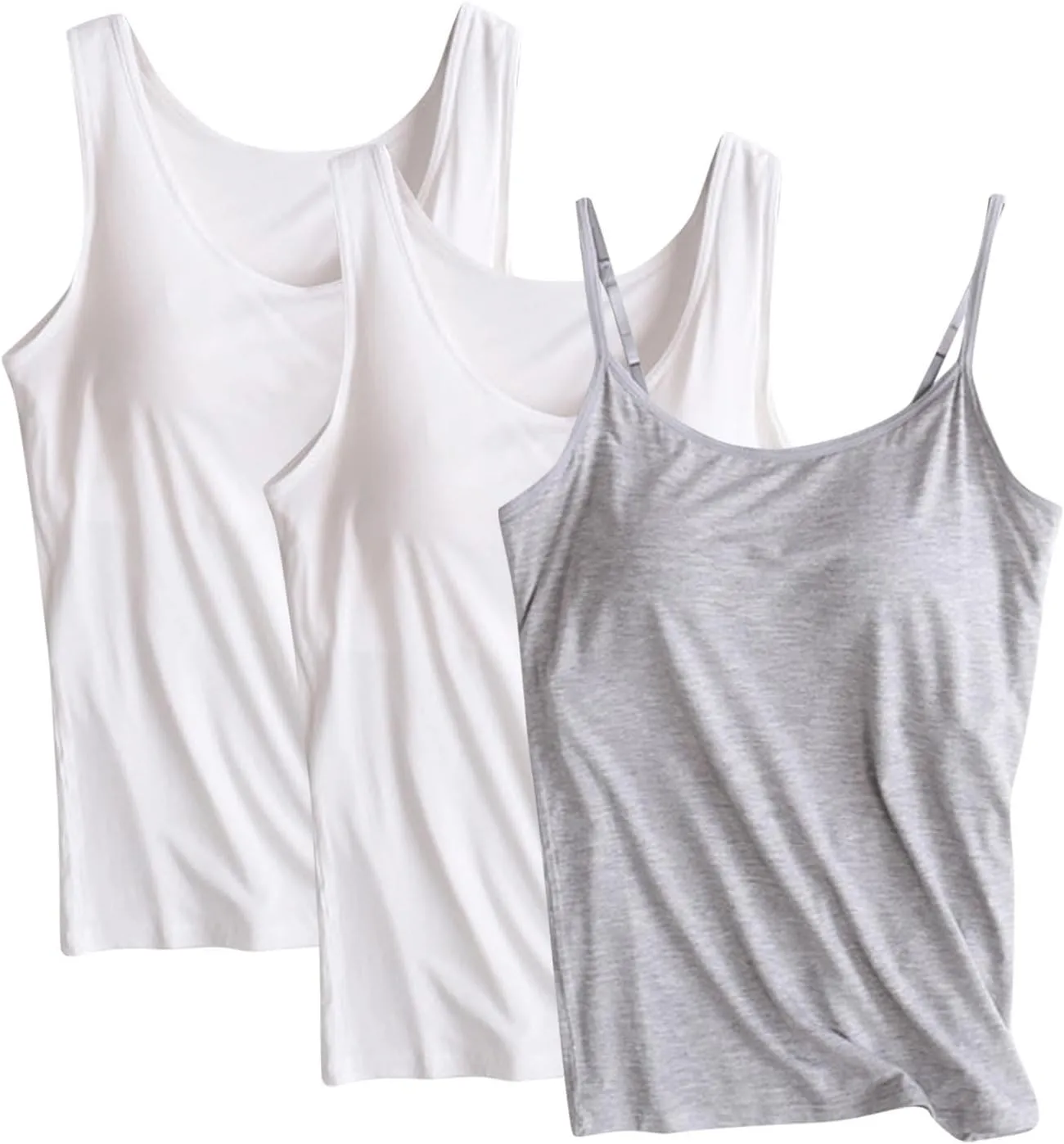 Women's Shelf Bra Camisole Summer Tops Spaghetti Strap Cami Tank Cotton Undershirts 3 Pack
