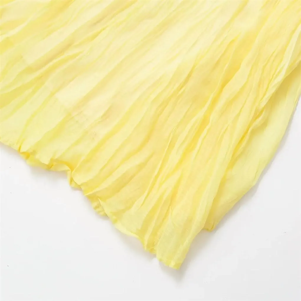 Women's Skirts A-Line Elastic High Waist Pleated Solid Color Loose Comfortable Long Skirt