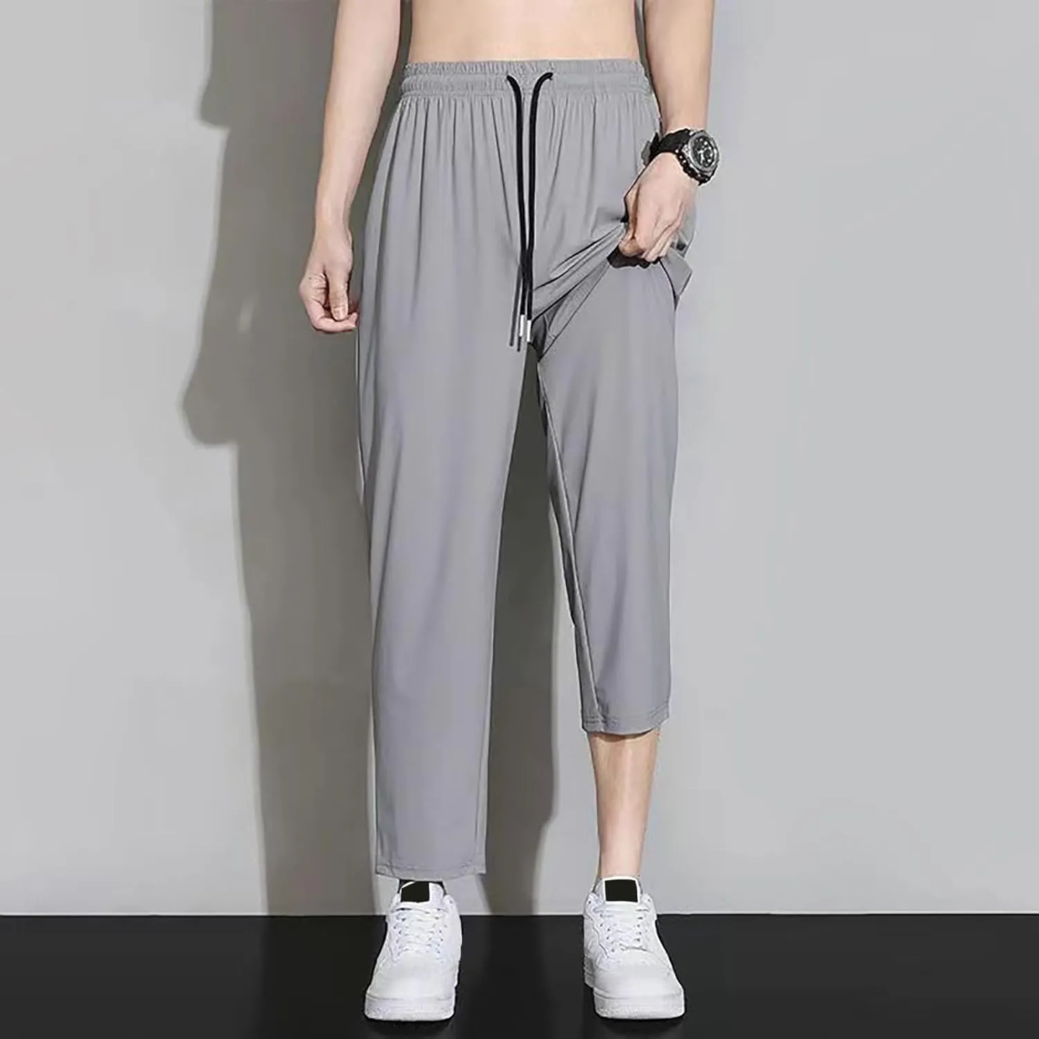 Work Pants for Men Slim Fit Stretch Ice Silk Joggers Unisex Stretch Quick Drying Pants Silm Breathable Sports Pants