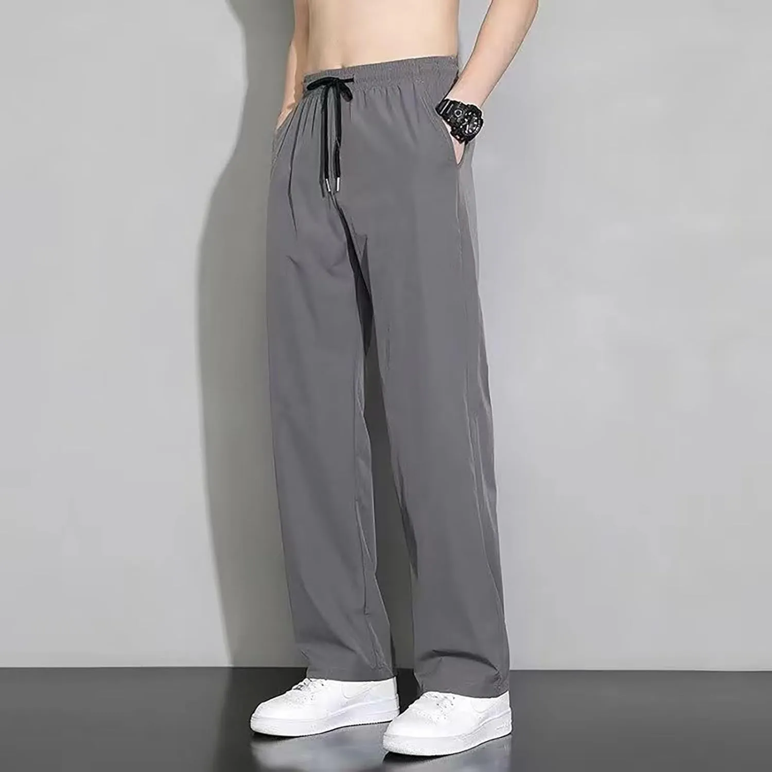 Work Pants for Men Slim Fit Stretch Ice Silk Joggers Unisex Stretch Quick Drying Pants Silm Breathable Sports Pants