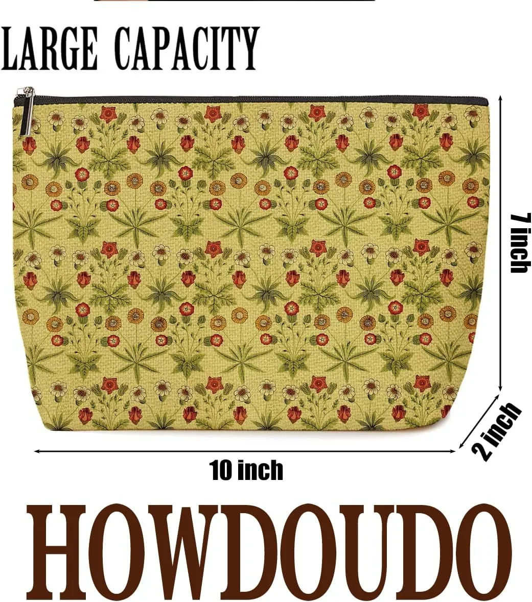 Yellow Classic Flower Botanical Floral Makeup Bag Skincare Bag Travel Toiletry Bag Makeup Pouch Cosmetic Bag Birthday Christmas Thank You Friendship Gifts for Women Aunt Girls Mom Friends Boss Lady